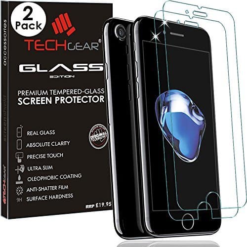 Image of TECHGEAR 2 Pack GLASS Edition Compatible with iPhone 8, iPhone 7 4.7", Tempered Glass Screen Protector Cover [2.5D Round Edge] [9H] [Crystal Clarity] [Scratch-Resistant] [No-Bubble]