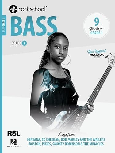 Image of Rockschool: Bass - Grade 1 (2024) | Beginner Bass Guitar Sheet Music Book for Students | Rock and Pop Syllabus with TAB, Backing Tracks, Performance Pieces and Technique Development Exercises