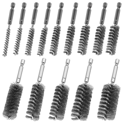Image of GYTFOG 14Pcs Stainless Steel Twisted Wire Bore Brush Set, 8-25mm, 1/4" Hex Shank, for Cleaning Car Parts, Tube, Kitchen, Garage