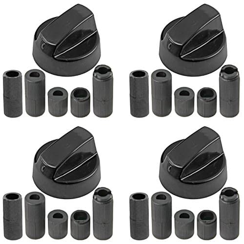 Image of Spares2go Universal Black Control Switch Knobs for All Makes and Models of Oven Cooker & Hob (Black, Pack of 4)