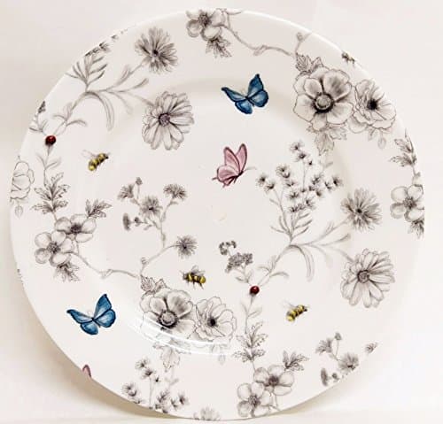 Image of Secret Garden Plates 6" 15 cm Set of 4 Fine Bone China Flowers Butterflies Bees Hand Decorated in UK