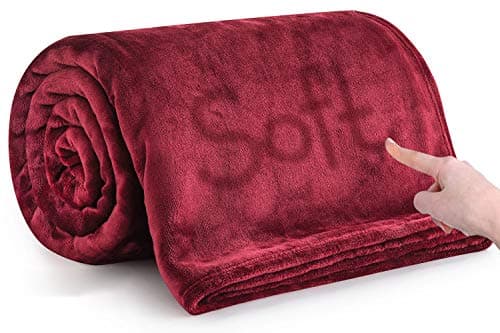 Image of MOONLIGHT20015 Fleece Throw Blanket for Bed - Soft Cosy Fluffy Blankets for Sofa, 400 GSM Silk Touch Warm Double Throws for Audlts, Burgundy, 150x200 Cm