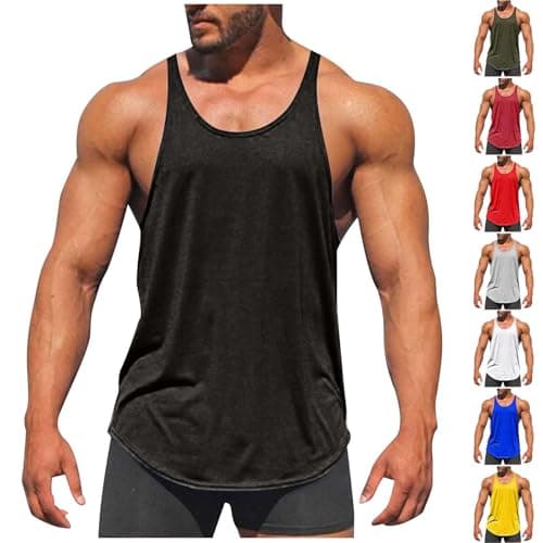 Image of Gubsssl Vests for Men UK Gym Tank Top Muscle Cotton Vests Sleeveless T-Shirt Oversized Clothes Basketball T Shirt Sports Fitness Activewear Clothing Quick Dry Sportswear Streetwear Workwear Black L