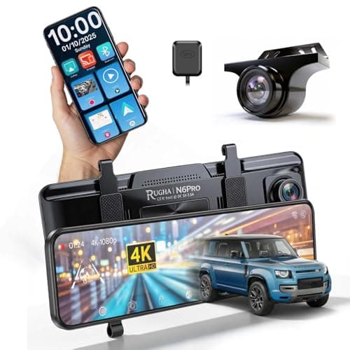 Image of 4K Smart Mirror Dash Cam 11-Inch Touchscreen – Dual Front and Rear Dash Camera with GPS, Bluetooth, Wifi,Night Vision, Parking Monitor, Loop Recording