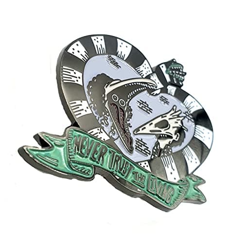 Image of Never Trust The Living Horror Halloween October Spooky Ghost Metal Enamel Pin Badge