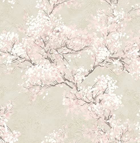 Image of NextWall Cherry Blossom Grove Impressionistic Peel and Stick Wallpaper (Parchment & Rose)