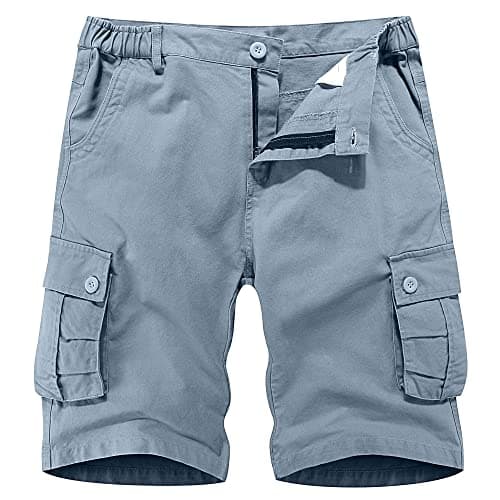 Image of APTRO Mens Cargo Shorts Combat Casual Cotton Shorts with Multi Pockets Workwear Dusty Blue CS05 32