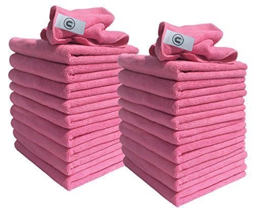 Image of DCS Microfibre Cleaning Cloth, Pink, Pack of 20, Large Size: 40x40cm. Super Soft Premium Streak Free Washable Cloth Duster for Kitchen, Bathrooms, Surfaces, Mirrors, Car, Motorbike