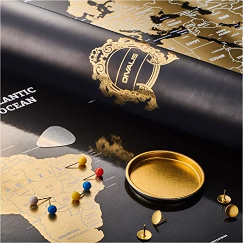 Image of Scratch Off World Map - Extra Large - Easy to Frame Scratchable World Map Poster - Best Travel Gift - All Accessories - Premium Detailed Scratch Off Poster for Globetrotter