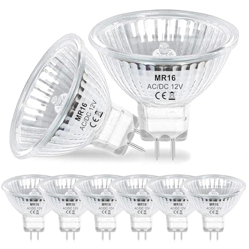 Image of EASYIVY 8-Pack MR16 Halogen Light Bulbs, GU5.3 12V 35W Spotlight Bulb Dimmable, Glass Cover, 36° Beam Angle GU5.3 2 Pin Spot Light Bulb for Ceiling Light, Track Light, Warm White 2700K