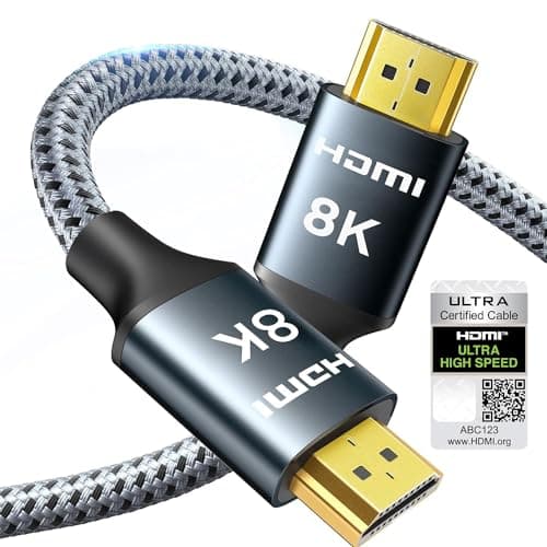 Image of ARISKEEN 8K HDMI 2.1 Cable 2M,Certified High-Speed 48Gbps HDMI 2.1 Cable, Supports 8K@60HZ, 4K@120Hz, Compatible with PS5/4 TV Monitor Blu-ray Soundbar DVD Laptop