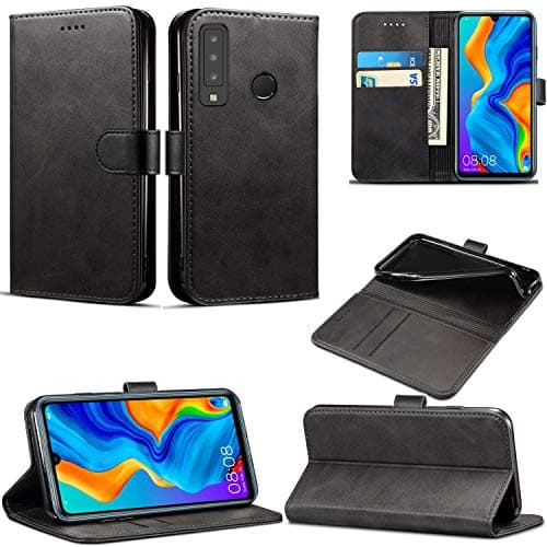 Image of Huawei P30 Lite Case, Leather Wallet with Flip Cover, Credit Card Pockets and Stand Compatible with Huawei P30 Lite (Black)