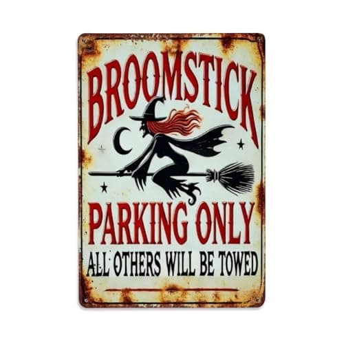 Image of Broomstick Parking Only Metal Tin Sign Vintage Garden Bedroom Cafe Bar Man Cave Home Wall Decor Metal Poster 8x12 in