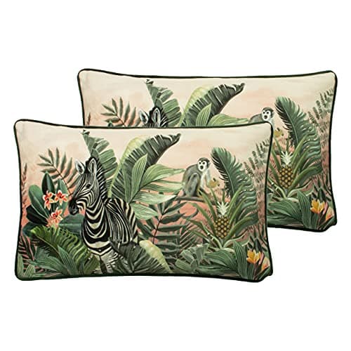 Image of Evans Lichfield Manyara Twin Pack Polyester Filled Cushions, Zebra, 30 x 50cm