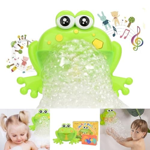 Image of Light Up Baby Bath Bubble Toys, Tub Big Frog Automatic Bubble Maker Blower with 24 Music Baby Fun Shower Toys, ABS Material, for Boys and Girls Ages 1-8