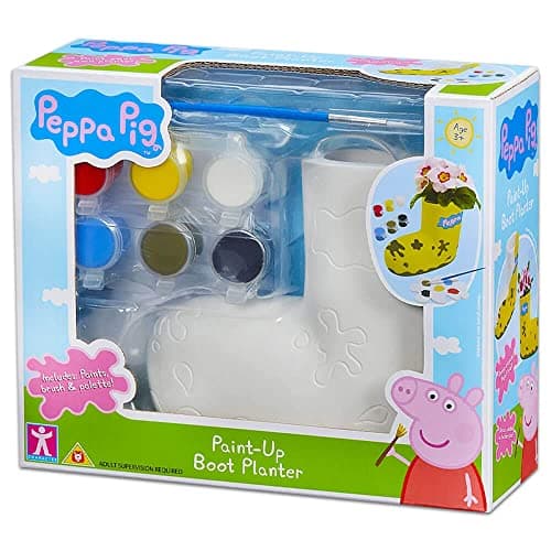 Image of Peppa Pig Paint Up Boot Planter, preschool creative toy, paint up plaster peppa pig boot, gift for 3-5 year old