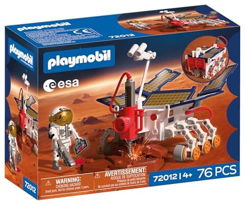 Image of Playmobil Space ESA Mars Exploration Rover, Astronaut - Mobile Rover with Drill and Solar Panels, Space Toy Set for Children Ages 4 and Up, 72012