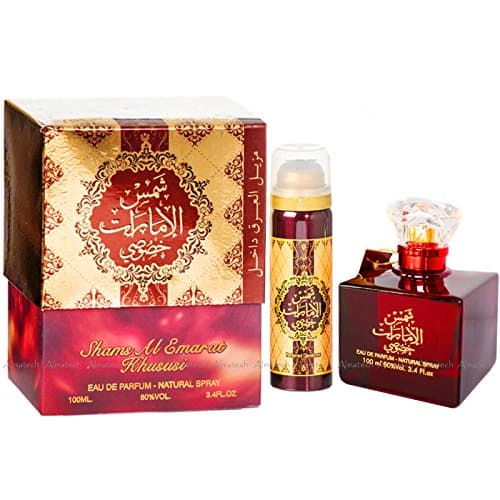 Image of Shams Al Emarat Khususi By Ard Al Zaafaran Halal Fragrance Attar EDP Spray Perfume 100ml + Deodorant