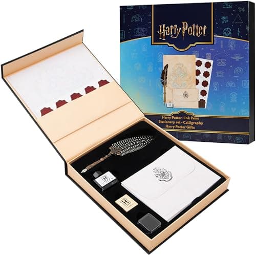 Image of Harry Potter Gifts Stationery Set with Quill Pen Ink Stamps Writing Set with Paper Envelopes Hogwarts Seal Stickers Gift for Kids Teens Collectors