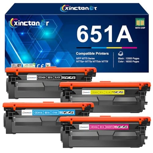 Image of 651A Toner Cartridge Replacement for HP 651A CE340A CE341A CE342A CE343A Toner Use with HP Laser Jet Enterprise 700 Color MFP M775dn M775f M775z M775fm Printer (4 Pack, Black Cyan Magenta Yellow)