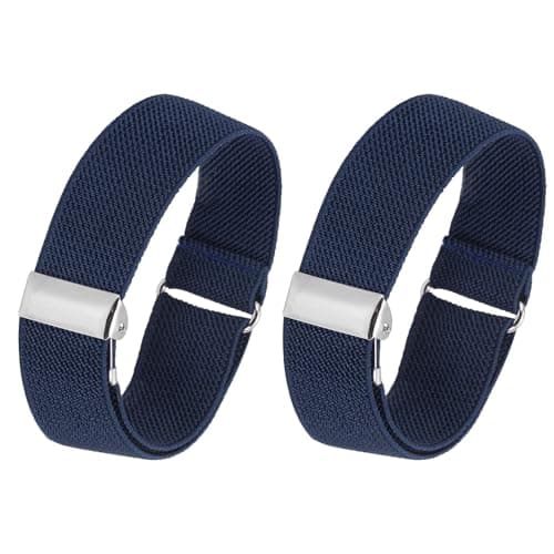 Image of PATIKIL Adjustable Arm Bands, 2 Pack/1 Pair Anti-Slip Sleeve Garter Elastic Shirt Sleeve Holders for Men Women, Navy Blue