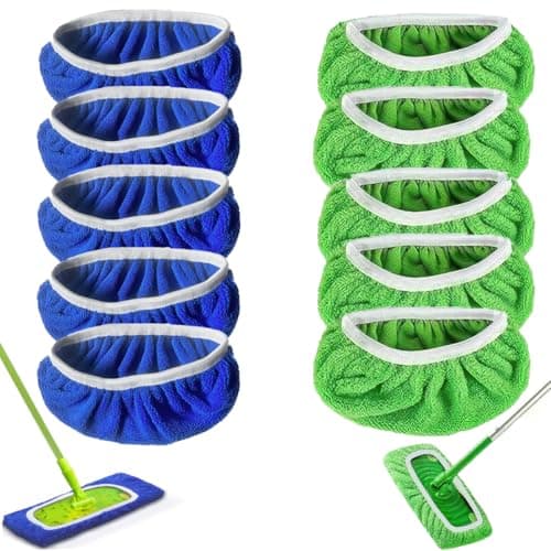 Image of Pack of 10 Microfibre Floor Cloths Set, 25.5 x 11.5 cm Cloths, Reusable for Floor Mops, Wet Floor Cloths, Floor Cloths for Sweeper Mop for Wet and Dry Use