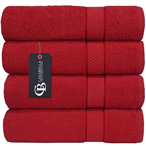 Image of Casabella Pack of 2 Large Jumbo Bath Sheets 100% Egyptian Combed Cotton Big Beautiful Towels_Red_2pcs