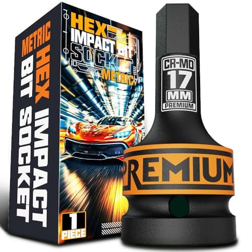 Image of KIRXST 3/4" Impact Hex Bit Socket, H17 (17mm) Allen Key Socket, Premium CR-MO Steel, Metric 100mm Length