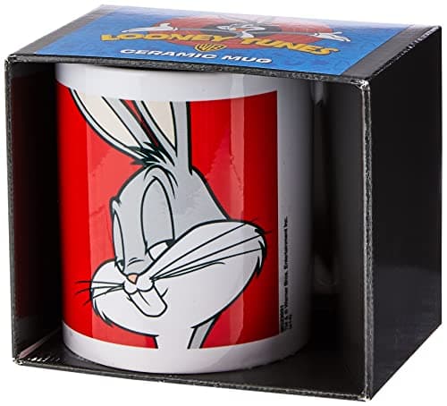 Image of Pyramid International Looney Tunes Mug (Bugs Bunny Design) 11oz Ceramic Coffee Mug, Cups and Coffee Mugs for Women and Men, Mugs for Kids - Official Merchandise, White