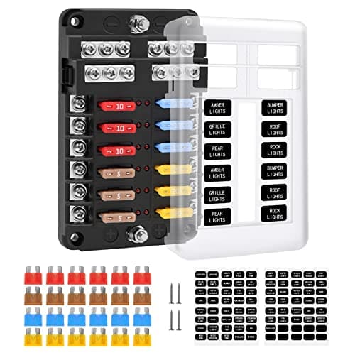 Image of ENDARK 12-Way ATC/ATO Fuse Block with LED Indicator - Blade Holder Box and Negative Bus for Car, Boat, Van, SUV