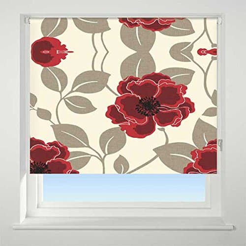 Image of UNIVERSAL Papavero Patterned Thermal Blackout Roller Blind, Red, W60cm