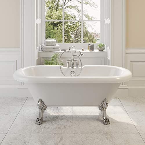 Image of Traditional Oxford Freestanding Bath Double Ended Dragon Feet Acrylic White 1500mm