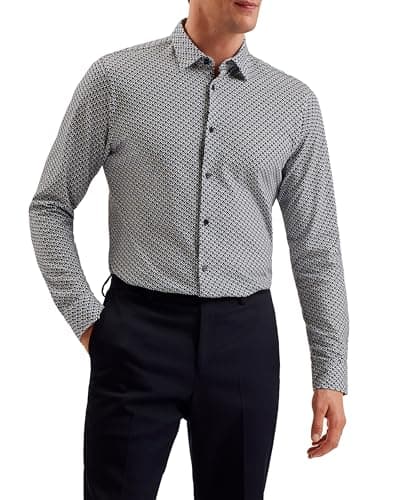 Image of Ted Baker London belsise-ls Regular geo Print Jersey Shirt, Blue