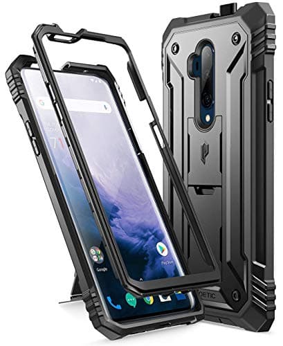 Image of Poetic Revolution Series Case Compatible with OnePlus 7T Pro/OnePlus 7 Pro, Full-Body Rugged Dual-Layer Shockproof Protective Cover with Kickstand and Built-In-Screen Protector, Black