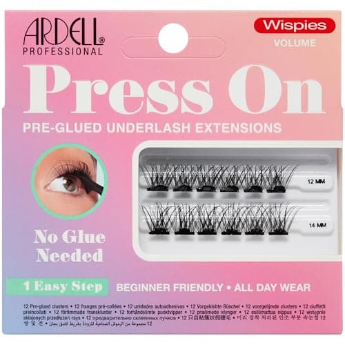 Image of Ardell Press On Pre-Glued Underlash Eyelash Extensions, Wispies Volume Cluster Lashes Kit, Beginner-Friendly DIY Lash Extension Kit, Assorted Lengths, Mini Pack, 12 Lash Clusters