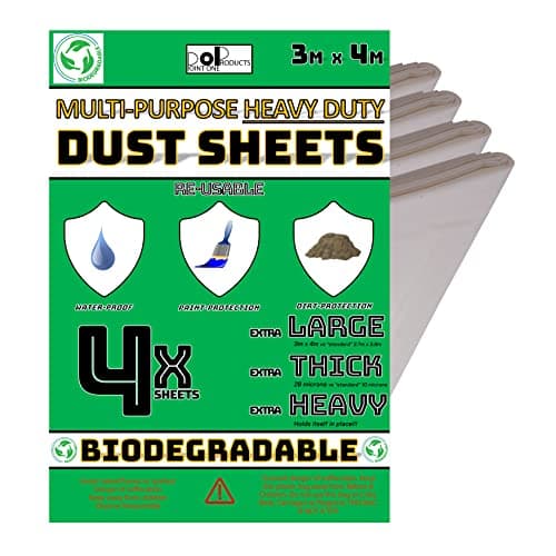 Image of Plastic Dust Sheets for Decorating - Heavy Duty Plastic Sheeting, 100% Waterproof - Ideal Clear Plastic Sheet for use as Carpet Protector Roll. 3m x 4m, 28 microns Thick. from Point One Products Ltd.