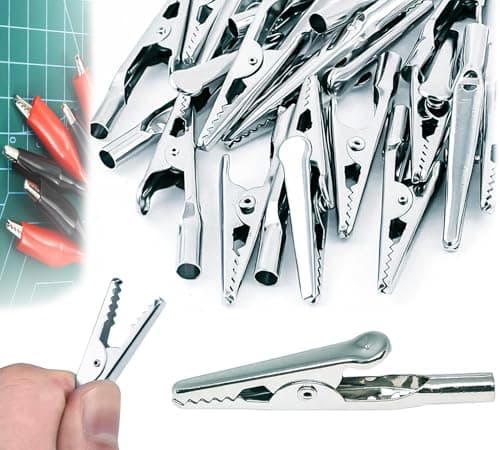 Image of 100 pcs Metal Alligator Clips Electrical Test Clamps for Clips, 50mm Silver Crocodile Spring Clip Lab Work，Practical Tools Testing