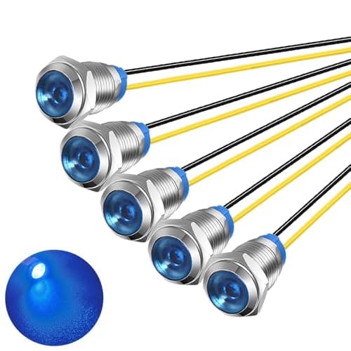 Image of Gebildet 5pcs 10mm 230V AC LED Metal Indicator Light Waterproof Signal Lamp (Blue)