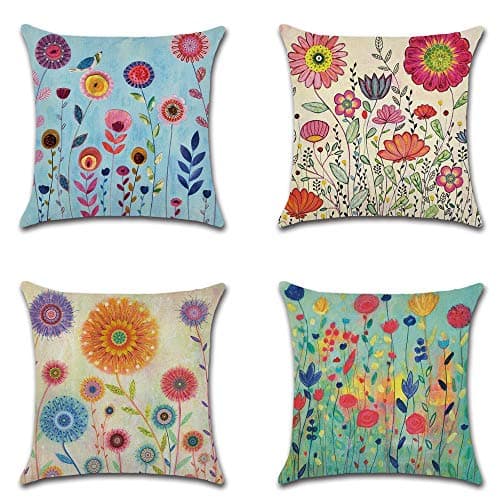 Image of CLVEDU 4Pack Pillow Covers 18x18In Throw Pillow Case Cushion Covers Colorful Printed Throw Pillow Covers, Pillow Case Cushion for Home Couch Sofa Decorative, Gifts 45x45cm(Style54)