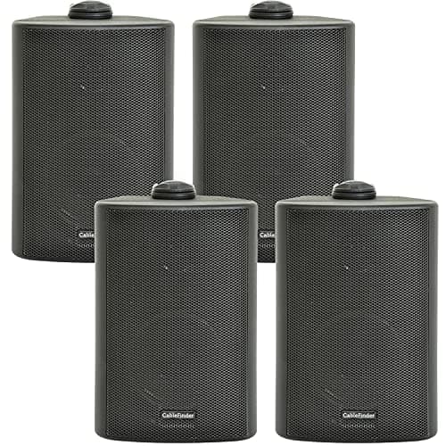 Image of 4x 6.5" 120W Black Outdoor Rated Garden Wall Speakers Wall Mounted 8Ohm & 100V