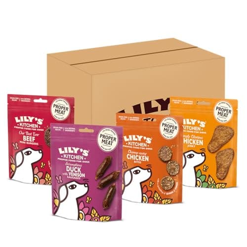 Image of Lily's Kitchen Natural Dog Treats Multipack - Beef Mini Burgers, Duck and Venison Sausages, Chicken Bites & Chicken Jerky (8 x 70 g)