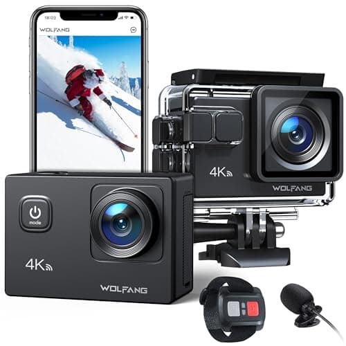 Image of WOLFANG Action Camera 4K 20MP GA100, Waterproof 40M Underwater Camera for Snorkeling, EIS Stabilization WiFi 170° Wide Angle Helmet Camera for Vlogging with External Microphone, Remote Control