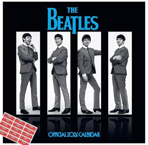 Image of The Beatles Calendar 2026 Official Square Wall Calendar Gift Present with Free Organising Stickers