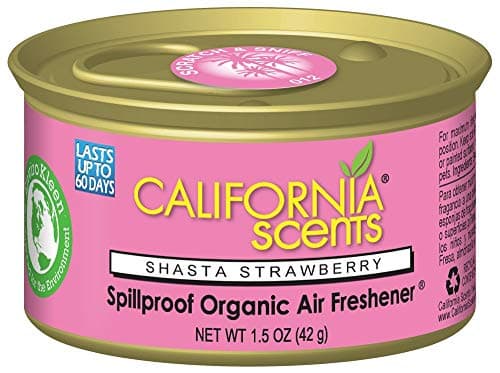 Image of California Scents Spillproof Can Air Freshener Eco-Friendly Odor Neutralizer for Home, Car, & Much More, Shasta Strawberry, 1.5 oz, 12 Pack