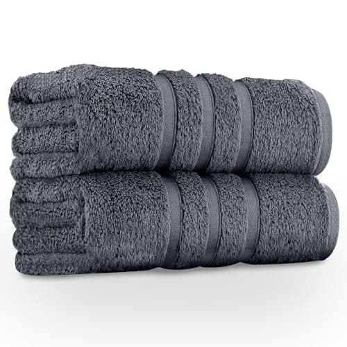 Image of GC GAVENO CAVAILIA 100% Egyptian Cotton Pack of 2 Bath Sheet Extra Large Soft and Highly Absorbent Towel Set (90 x 140 cm), Hotel Quality Anti-Allergic Bath Towels - 550 GSM - Charcoal