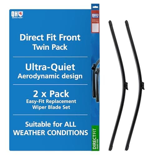 Image of Quinton Hazell Front Window Wiper Blade Set | 26inch & 18 Inches / 660 & 457 mm | Push Button | Driver and Passenger Side Car Windscreen Wipers