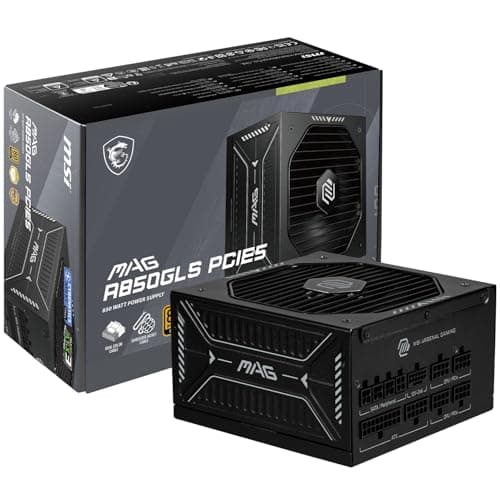 Image of MSI MAG A850GLS PCIE5, Fully Modular Compact Gaming 850W Power Supply, 80+ Gold, ATX 3.1 & PCIe 5.1 Ready, Native Dual-Color 12V-2x6 Cable, Low-Noise, Embossed Jacket Cables, 10 Year Warranty