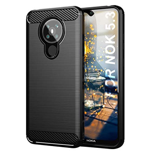 Image of SCL Case for Nokia 5.3 Case Nokia 5.3 Case [Black], Carbon Fibre Effect Gel Grip Protection Cover [Anti Scratch][Anti Collision] Compatible with Nokia 5.3