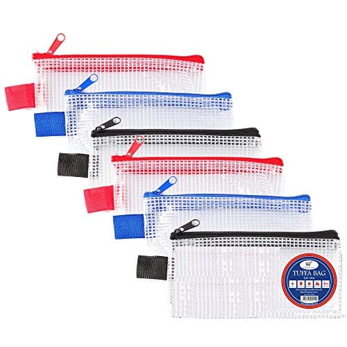 Image of Tuff Bag Mini Zip Bag Wallet Clear Document Folder File See Through Zipper Pouch Reinforced Plastic Money Bags (Mini - 7cm x 15cm - 6 Wallets)