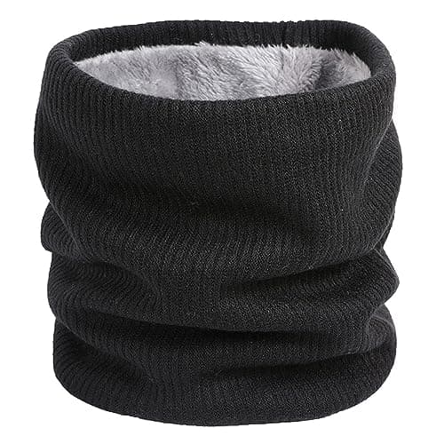 Image of I Kua Fly Thermal Snoods for Men Women Fleece Neck Warmer Unisex Thick Knitted Circle Scarf Winter Warm Neck Gaiter Face Covering for Cycling Running Skiing Sports (Black)